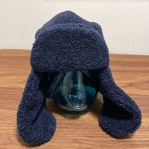 IL Gufo Kids Textured Pull On Hat with Flaps. Navy Blue. 12-18 months.